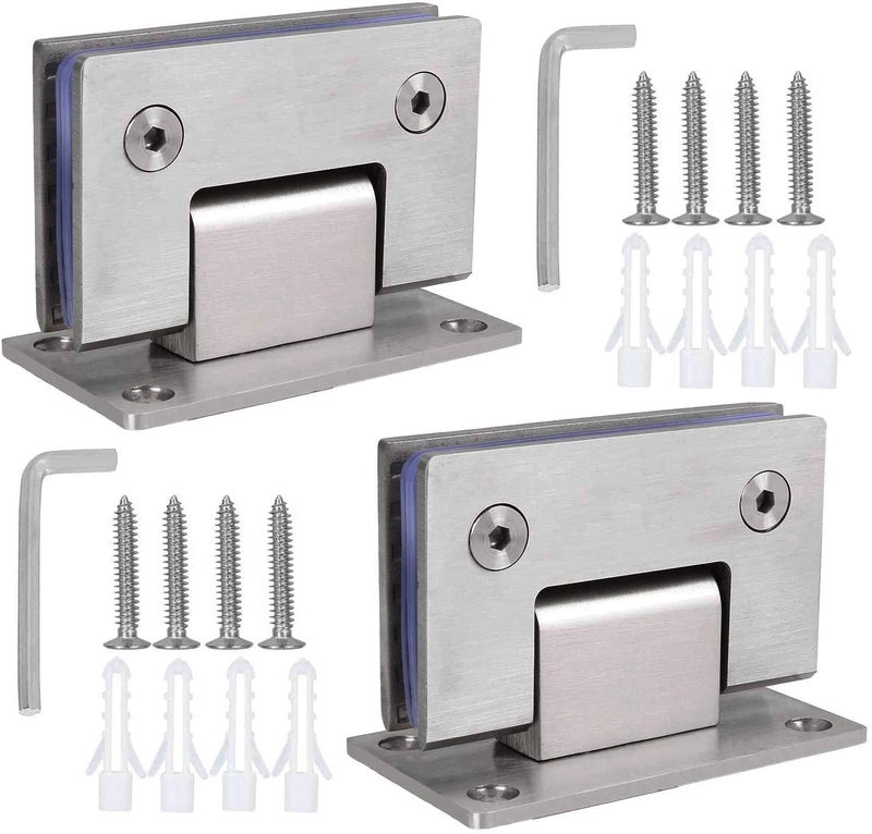 HNBun 2PACK 90 Degree Shower Door Hinges, Heavy Duty Frameless Glass Door Hinges Stainless Steel Bathroom Gate Clamp for 8-12 mm Toughened Glass, Rust & Corrosion Resistance - Image 1